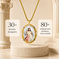 Collier pendentif en coquillage naturel, peinture à la main Jésus, nacre, bijoux religieux catholiques, vente en gros, plaqué or 18 carats, personnalisé