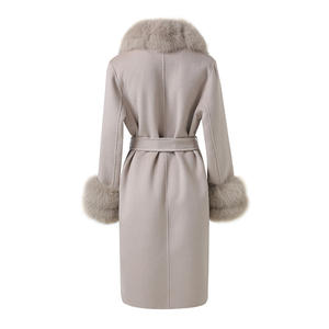 Cappotto in lana Cashmere elegante personalizzato Jancoco da donna <span class=keywords><strong>con</strong></span> <span class=keywords><strong>cintura</strong></span> staccabile in lana di pelliccia di volpe - Product Image 2