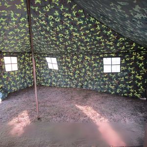 Tente de terrain carrée en toile pour 10 personnes, cadre en acier, simple couche, robuste, imperméable, <span class=keywords><strong>abri</strong></span> de base pour projets en plein air - Product Image 4