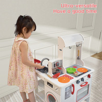 Caja de Cocina de Madera con Luz y Sonido, Juguete Educativo Montessori de Simulación de Cocina para Niños Pequeños