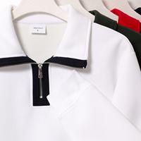 Sweat-shirt à col polo zippé pour homme RUICHI, en coton mélangé lourd 380 GSM, style américain, décontracté, preppy