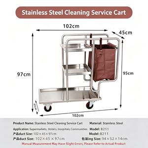 Chariot de ménage mobile multi-usage pour nettoyage, avec seaux amovibles, porte-déchets et étagères de rangement, surface lisse - Product Image 2