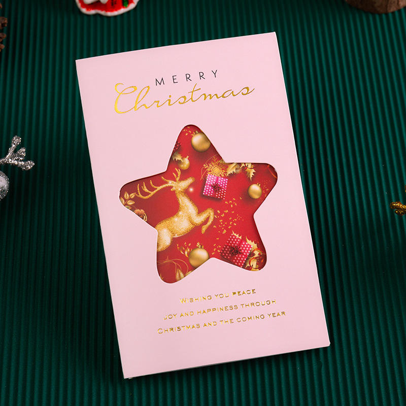 [04] poudre légère 30% carte de pli-étoile de noël carte unique 8091