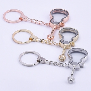 Musical Instrument Electric Guitar Glass Magnet Locket Pendant Keychain for Women Men Accessories Fashion Jewelry Key Rings Gift