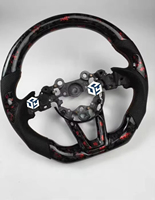Volante Deportivo de Cuero para Mazda, con Fibra de Carbono Real, Base Plana, Sensación Cómoda, para Mazda 3 Axela CX4 CX5