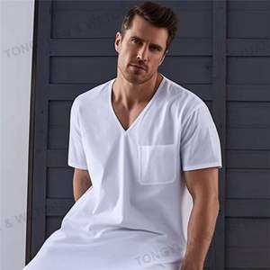 Camicia da notte da <span class=keywords><strong>uomo</strong></span> camicia da notte con scollo a V manica corta camicia da notte morbida <span class=keywords><strong>pigiama</strong></span> Plus Size pigiameria da <span class=keywords><strong>uomo</strong></span> - Product Image 3