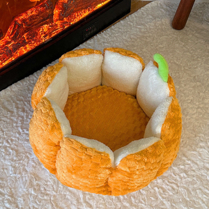 Nid pour animaux de compagnie en polaire épaisse doublée de polaire, motif uni, pour un sommeil profond, Halloween, citrouille, pour chat et petit chien, vente en gros, automne-hiver - Product Image 2