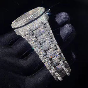 Mens Luxury Antique Fashion Watch with Moissanite Diamond Quartz Movement Professional Business <b>Wristwatch</b> - Product Image 2