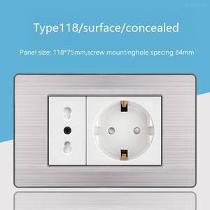 Prises et fiches standard allemandes, prise murale avec panneau en acier inoxydable, prise secteur AC 16A Allemagne et France - Product Image 3