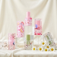Tube de brillant à lèvres en plastique portable et mignon bouteille grasse et ronde avec rouge à lèvres transparent pour