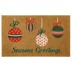 Polyester <b>Recycled</b> <b>Rubber</b> Ornament Tradition Border Faux Coir 18 In. X 30 In. Holiday Doormat - Product Image 3
