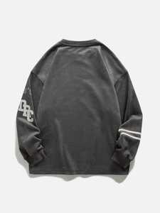 <b>Men</b> Oversized Crewneck Sweatshirt Vintage Graphic Pullover Long Sleeve Loose Fit Streetwear Hooded Top - Product Image 2