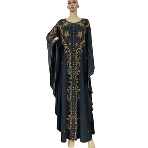 Solemn — Robe Abaya en perles noires pour femmes, avec Hijab, musulmane, manches chauve-souris, Cardigan, magnifique et délicat, vêtements arabes de dubaï, pour dames - Product Image 1