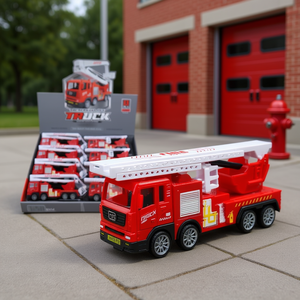 <b>Fire</b> Emergency Truck Toy Vehicle 1:50 Scale Friction Powered Display Box Set - Product Image 3