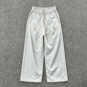 Pantalones Deportivos Personalizados para Hombre, Cintura Elástica, Gris, 100% Algodón, Estilo Casual Otoñal, Bolsillos, Logotipo en la Pierna Derecha - Product Image 4