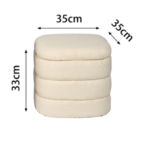 Sgabello <span class=keywords><strong>stile</strong></span> <span class=keywords><strong>modernista</strong></span> bianco sedile rotondo Pouf ottomana per soggiorno - Product Image 3