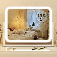 Miroir de table à LED argenté avec interrupteur tactile pour maquillage – Idéal pour mariages, anniversaires, usage domestique et commercial