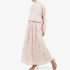 Trang Phục Nữ Hồi Giáo Bộ 2 Mảnh Bộ Đồ Hồi Giáo In Hoa Baju Kurung Moden Malaysia