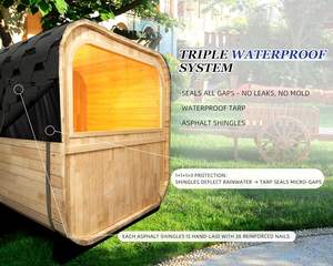 Sauna extérieur en cèdre rouge personnalisable pour 6 à 8 personnes avec option véranda, poêle à bois ou chauffage <span class=keywords><strong>Harvia</strong></span> <span class=keywords><strong>8KW</strong></span>, pierres - Product Image 6