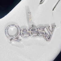 Pendentif personnalisé en argent 925, style hip-hop, avec nom lettre en moissanite VVS (testée au diamant), logo style star du rap, pour homme