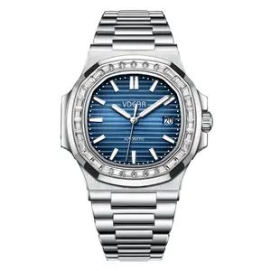 Reloj de cuarzo para hombre de negocios con diamantes y calendario Limunous, reloj de diseño personalizado, relojes de lujo, relojes cuadrados originales