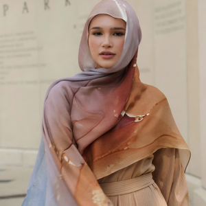 Pañuelo étnico musulmán personalizado para mujer, chal de viscosa de rayón de algodón suave y transpirable, bufanda Tie Dye Vela estampado Hijab acuarela - Product Image 1