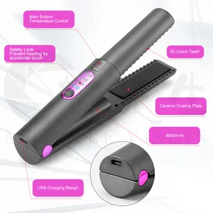 rechargeable cordless curling iron silver bullet straitner small comb hair curler straightener hair straightening products vapor