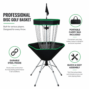 Cesto Portatile per <span class=keywords><strong>Disc</strong></span> <span class=keywords><strong>Golf</strong></span> in Acciaio Resistente, Ideale per Allenamento in Giardino e Tornei - Product Image 1