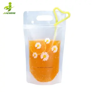Disposable plastic zip lock juice premade bag mini doypack filling sealing bottle childproof bride drink pouch for beverages