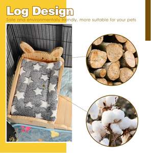 Cama de Madera para Cobayas con Escaleras y Alfombra, Cama Acogedora para Animales Pequeños, Cojín Desmontable, Caseta para Mascotas Pequeñas - Product Image 3