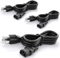 Câble d'alimentation Volex 220 V pour ordinateur portable, prise mâle 15A, 18AWG, 3 broches, IEC320, cordon d'extension d'alimentation à angle droit C13 vers Nema 5-15P, US