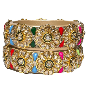 กำไลข้อมือแฮนด์เมด Danta Gems Kadi Kundan Meenakari Lac Lakh ดีไซน์หรูหราหลากสีสัน คอลเลคชั่น Kada สุดอินเทรนด์สำหรับเจ้าสาว งานเทศกาล และผู้หญิง - Product Image 3