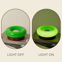 Lampe de table en verre sans fil rechargeable, style vintage mi-siècle moderne, pour salon, bureau, décoration de la maison, avec base en bois massif