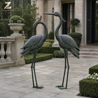 Statues de cigognes en bronze grandeur nature, sculptures d'oiseaux en métal pour l'extérieur, paire pour villa, jardin, étang, hôtel, complexe hôtelier et projets paysagers