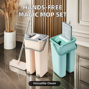 Sợi Nhỏ Lau Phẳng Xô Đặt Tay Miễn Phí Rửa Nhựa Bóp Lau Khô Và Ướt Sàn Làm Sạch Lau Cho Sàn Nhà Bụi Loại Bỏ - Product Image 6