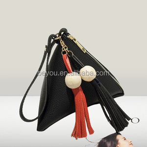 三角洲三角女式PU皮革金字塔手拿包休闲拉链锁包钥匙流苏红色蓝色手工定制颜色 - Product Image 2