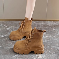 Bottes mi-mollet rétro marron pour femme, nouvelle collection 2025, tige en PU, style tendance, plateforme, semelle épaisse antidérapante, automne-hiver