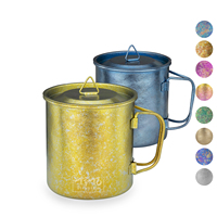 2025 vente en gros personnalisé Logo gravé au laser 290ml 420ml tasse légère en titane avec poignée pliable au design classique