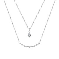 Collier élégant en argent sterling S925, bijoux fins, pendentif en forme d'arc de sourire avec CZ, plaqué platine, vente en gros pour femmes