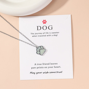 Moda verde azul que brilla en la oscuridad encanto luminoso mascota perro pata colgante collar joyería para mujer - Product Image 4