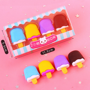Gommes à effacer de couleur bonbon, lot de 4, 11,5 cm x 5,5 cm, design dessert, pour étudiants, fournitures scolaires - Product Image 1