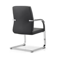 Chaises de conférence modernes en cuir véritable noir en gros avec base chromée pour salles de réunion