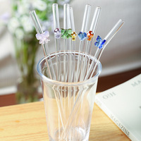 Pailles en verre réutilisables écologiques modernes 8MM transparentes colorées mignonnes pour Noël, accessoires de bar