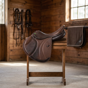 Silla de montar de cuero premium para caballo, con estructura de plástico, para doma inglesa, colores personalizables, cómoda, duradera, equipo de carreras auténtico - Product Image 3