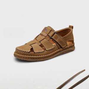 Men's Summer Genuine Leather <b>Gladiator</b> Beach Slippers Breathable Soft Soled Casual Shoes - Product Image 3