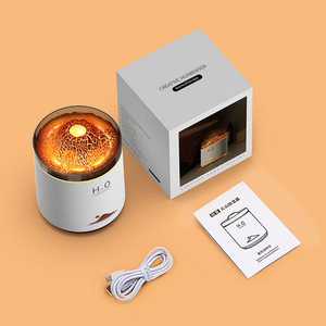Minimalism thiết kế ngọn lửa không khí tạo độ ẩm khuếch tán 3D lửa di động núi lửa hương thơm tạo độ ẩm với ánh sáng ban đêm - Product Image 6