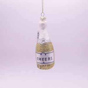 ผู้ผลิตแก้วตกแต่งแบบกำหนดเองสำหรับแขวนขวดแชมเปญคริสต์มาส ของประดับตกแต่งต้นคริสต์มาสสำหรับต้นคริสต์มาส - Product Image 1