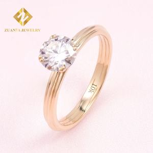 Classical Luxury 4claws Setting 10k Yellow Gold 1ct Round Brilliant Moissanite <b>Lab</b> Grown Diamond Solitaire Engagement Ring - Product Image 2