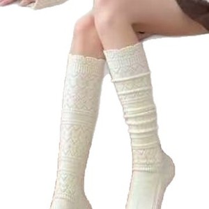 Women Knee <b>Socks</b> Gray Polyester Thermo Sweat Absorbing Solid Color Autumn <b>Winter</b> Wear - Product Image 4
