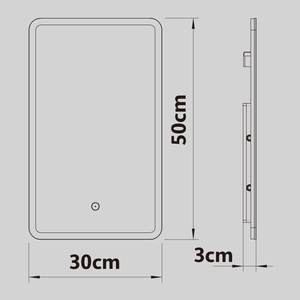 NewThingLine Siena <span class=keywords><strong>Miroir</strong></span> <span class=keywords><strong>de</strong></span> <span class=keywords><strong>salle</strong></span> <span class=keywords><strong>de</strong></span> <span class=keywords><strong>bain</strong></span> moderne à LED 50x30cm |   CRI élevé 90+ |   <span class=keywords><strong>Miroir</strong></span> intelligent sans cadre à intensité variable IP44 |   Utilisation pour hôtels et villas - Product Image 3